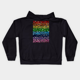 Rainbow Stripes Leopard Print Spots Kids Hoodie